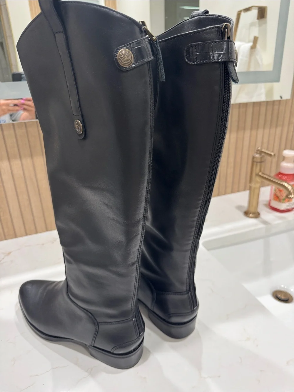 Sam Edelman Black Leather Over-the-Knee Riding Boots - Women